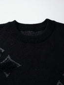 Retro Cross Print Knit Sweater