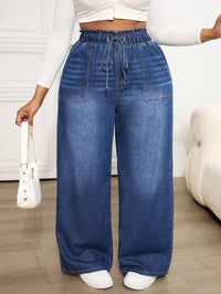 Casual Loose Elastic Waist Jeans