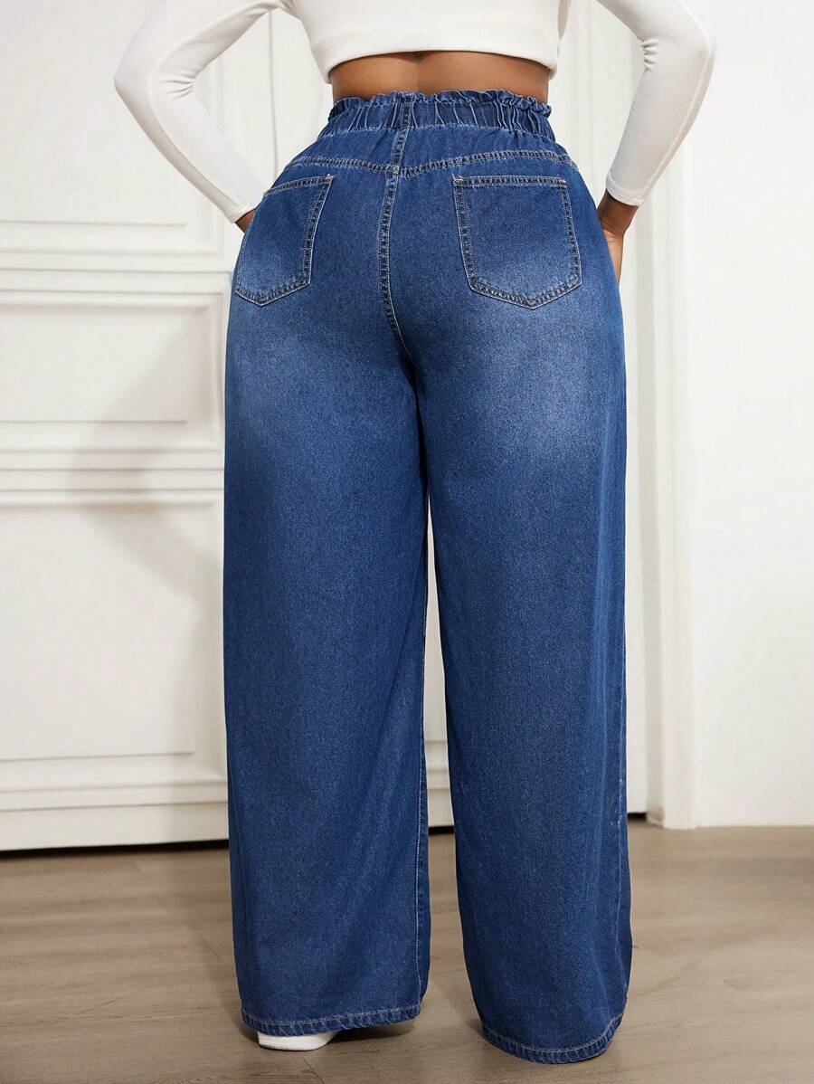 Casual Loose Elastic Waist Jeans