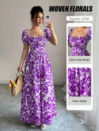 Bubble Sleeve Floral Dress