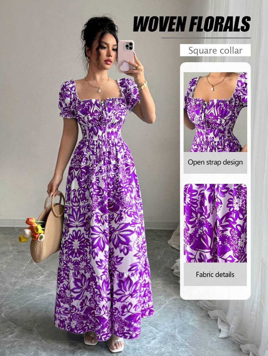 Bubble Sleeve Floral Dress