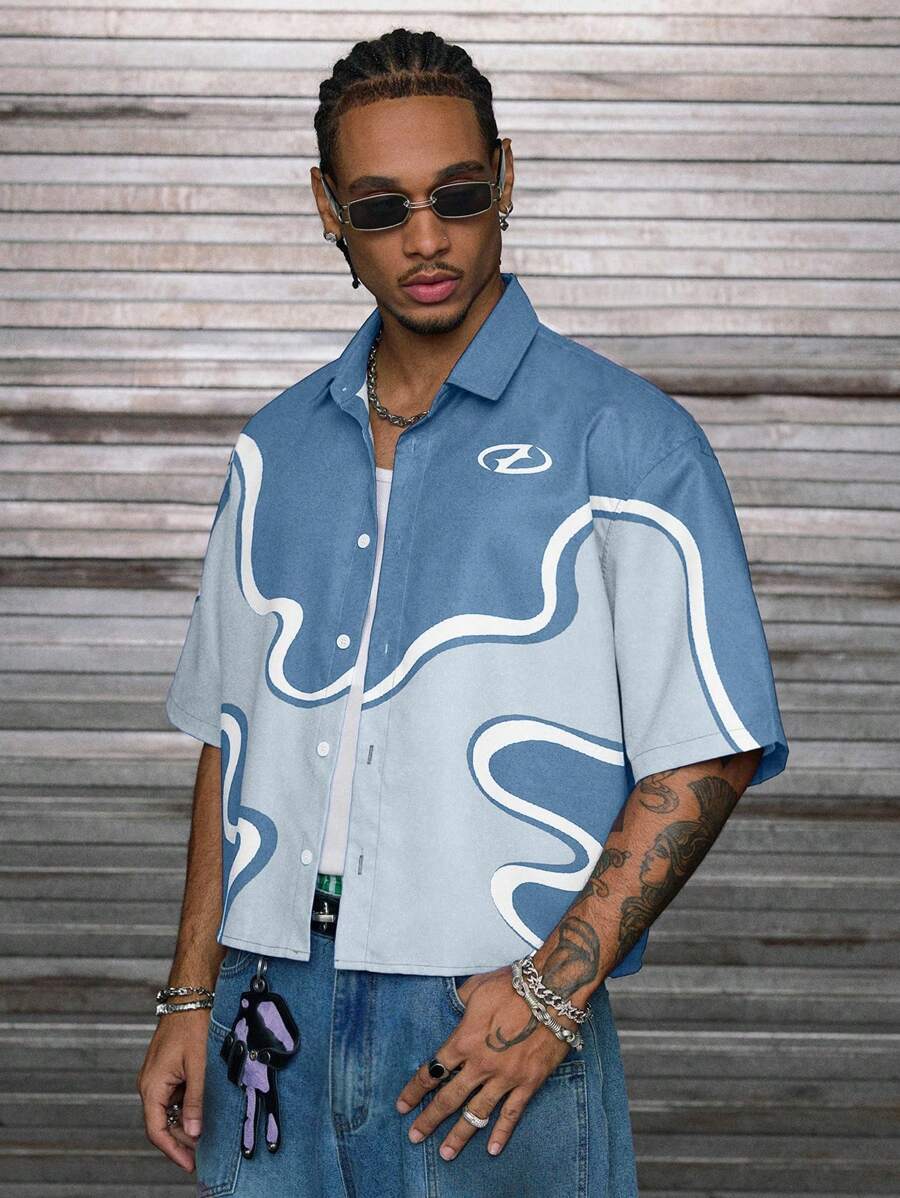 Retro Loose Fit Collar Short Sleeve