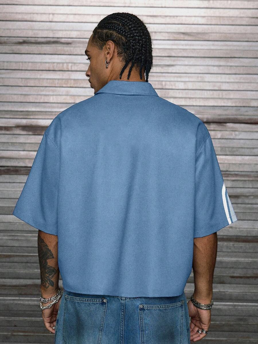 Retro Loose Fit Collar Short Sleeve