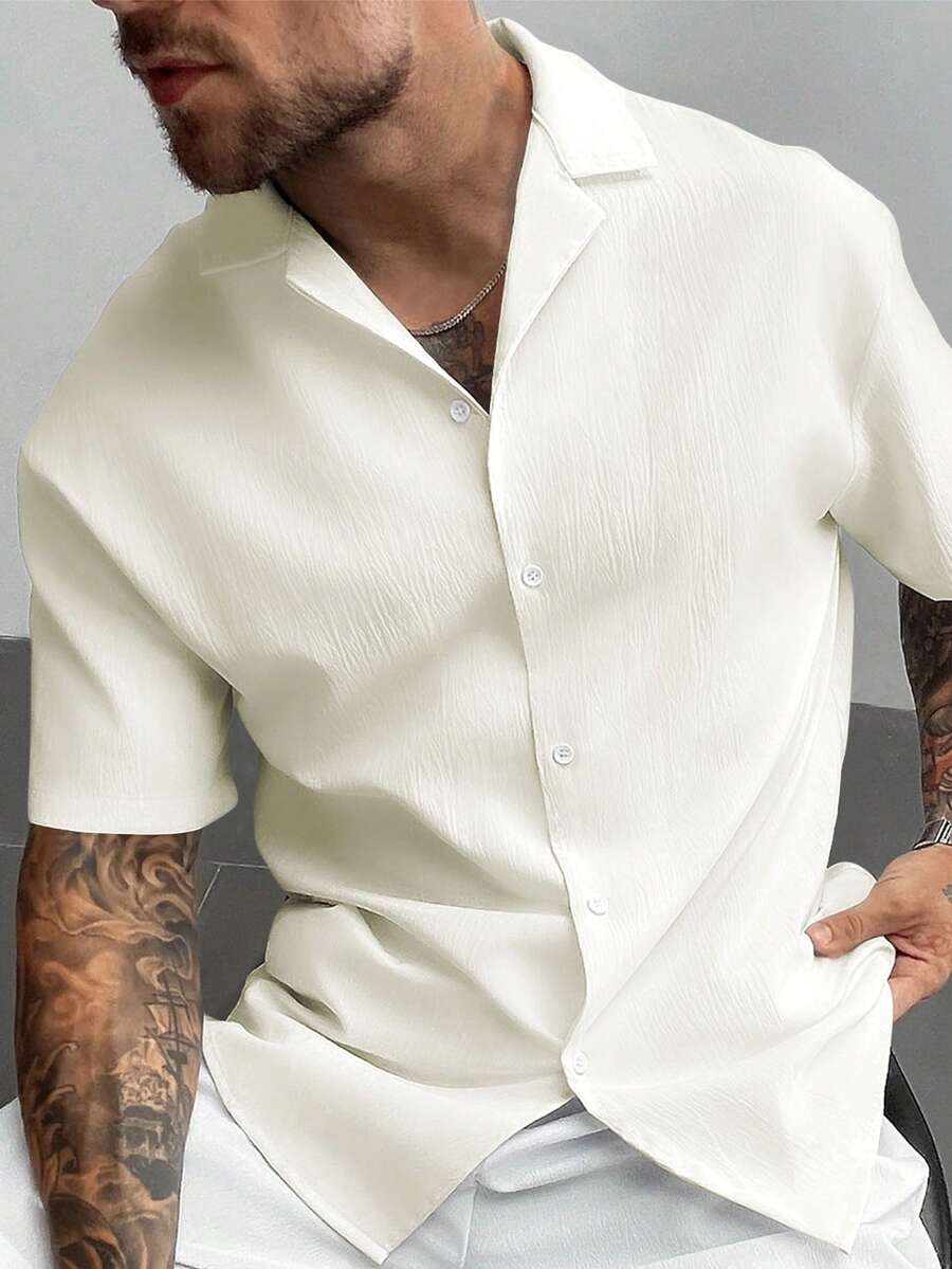 Cuban Collar Linen T-Shirt