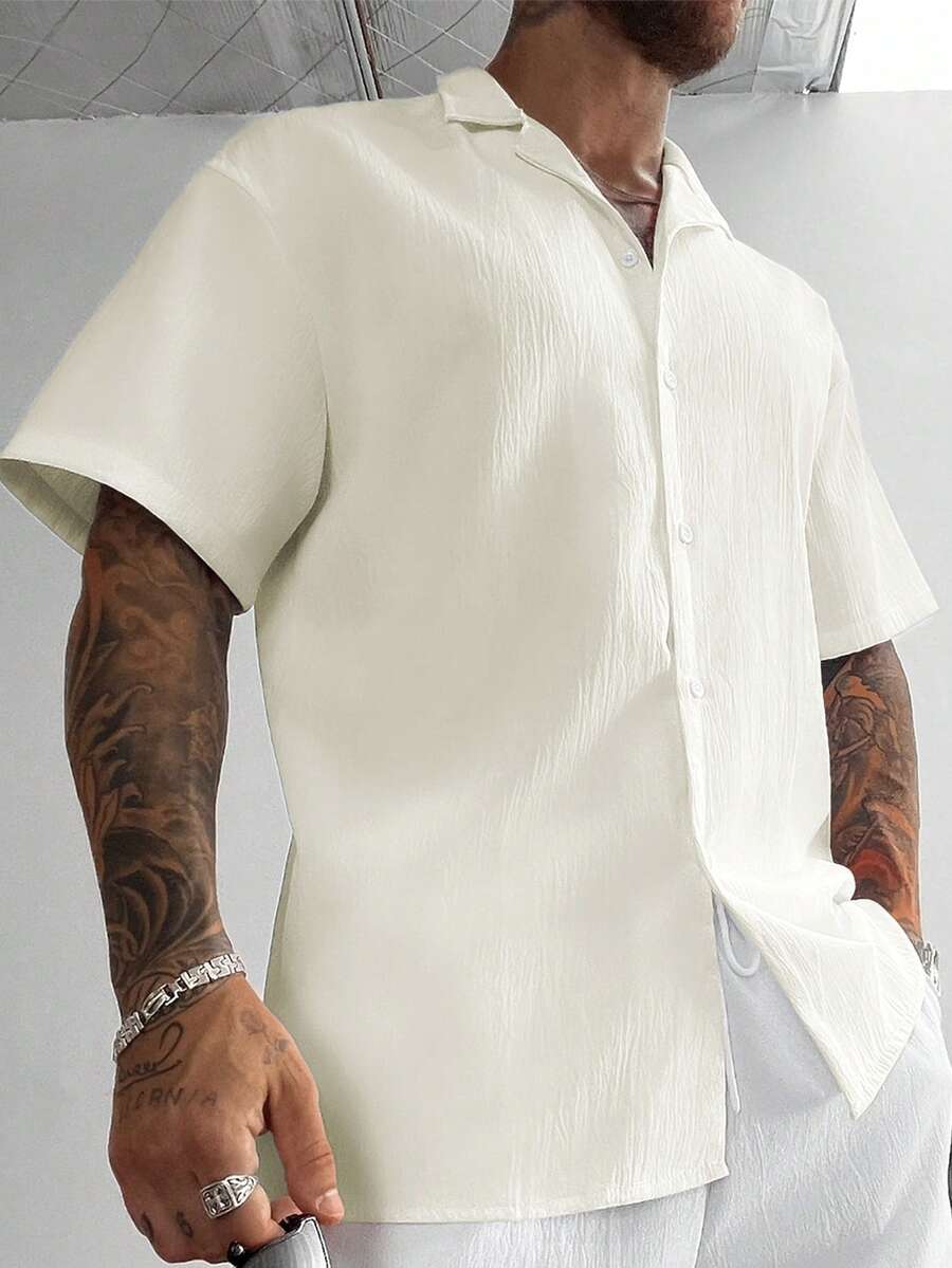 Cuban Collar Linen T-Shirt