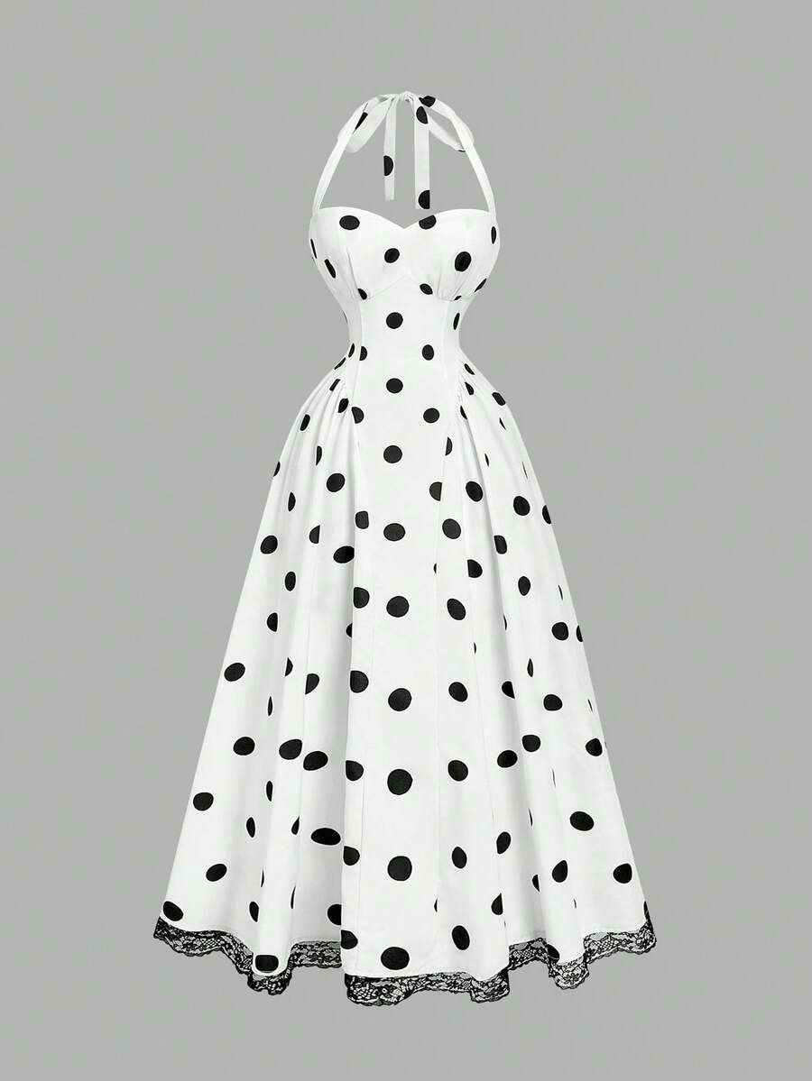 Vintage Polka Dot Mid-Length Dress