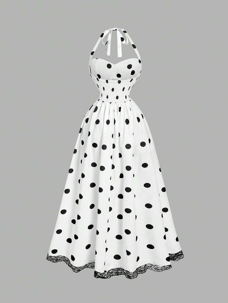 Vintage Polka Dot Mid-Length Dress