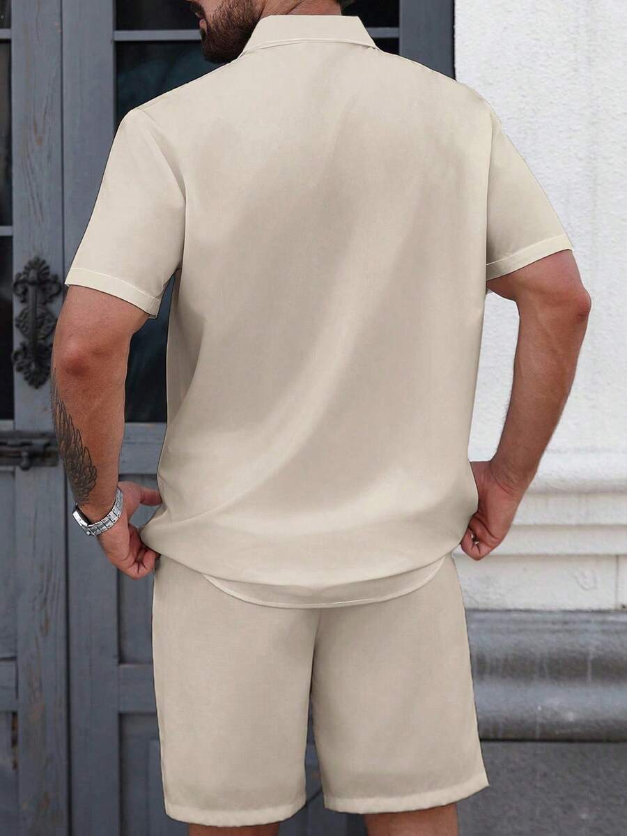 Men's Casual Summer T-shirt Button Up