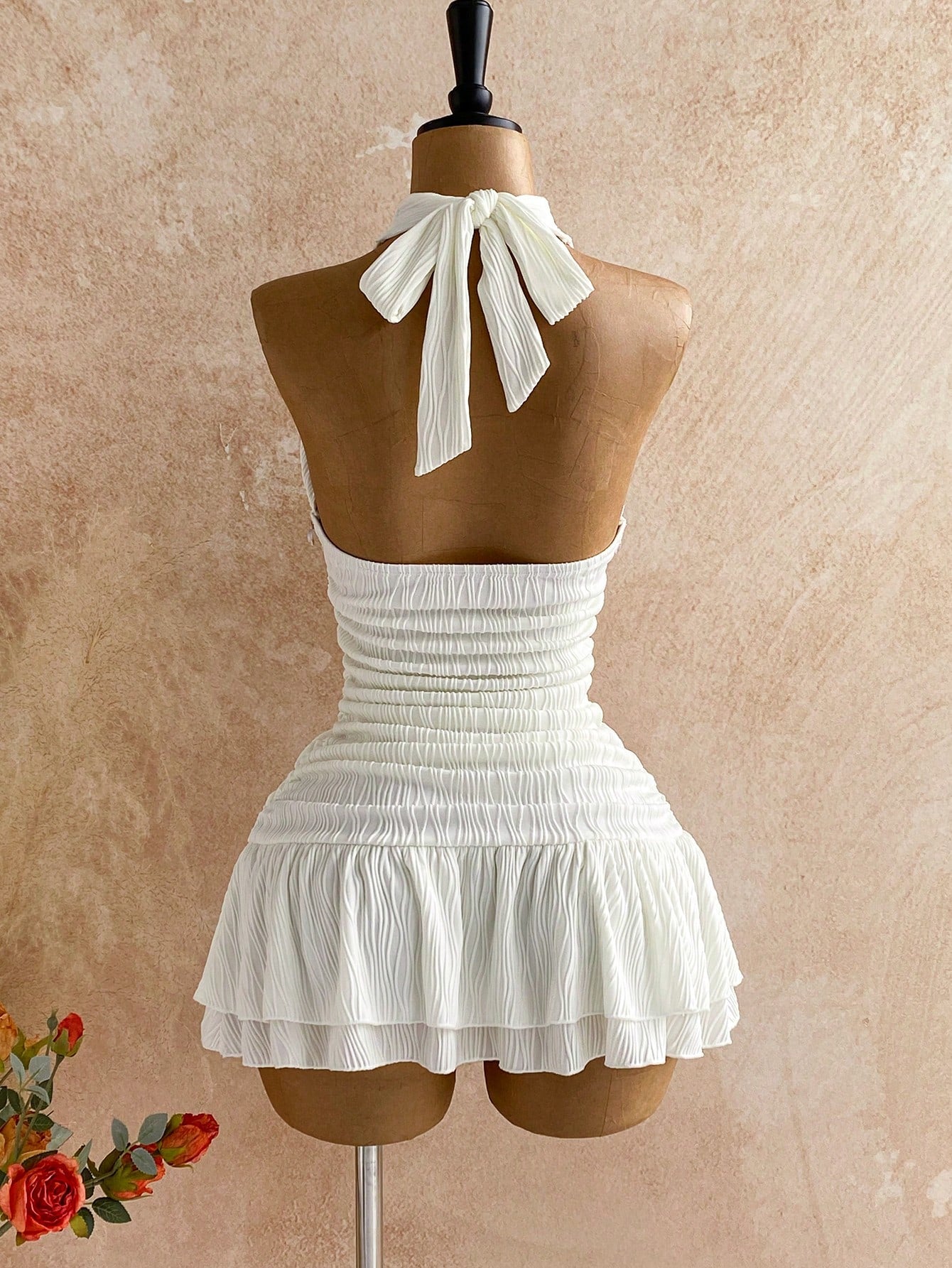 White Halter Mini Dress