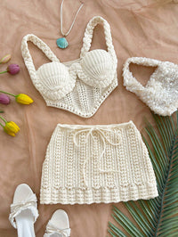 2pcs Backless Top And Low Waist Skirt Set