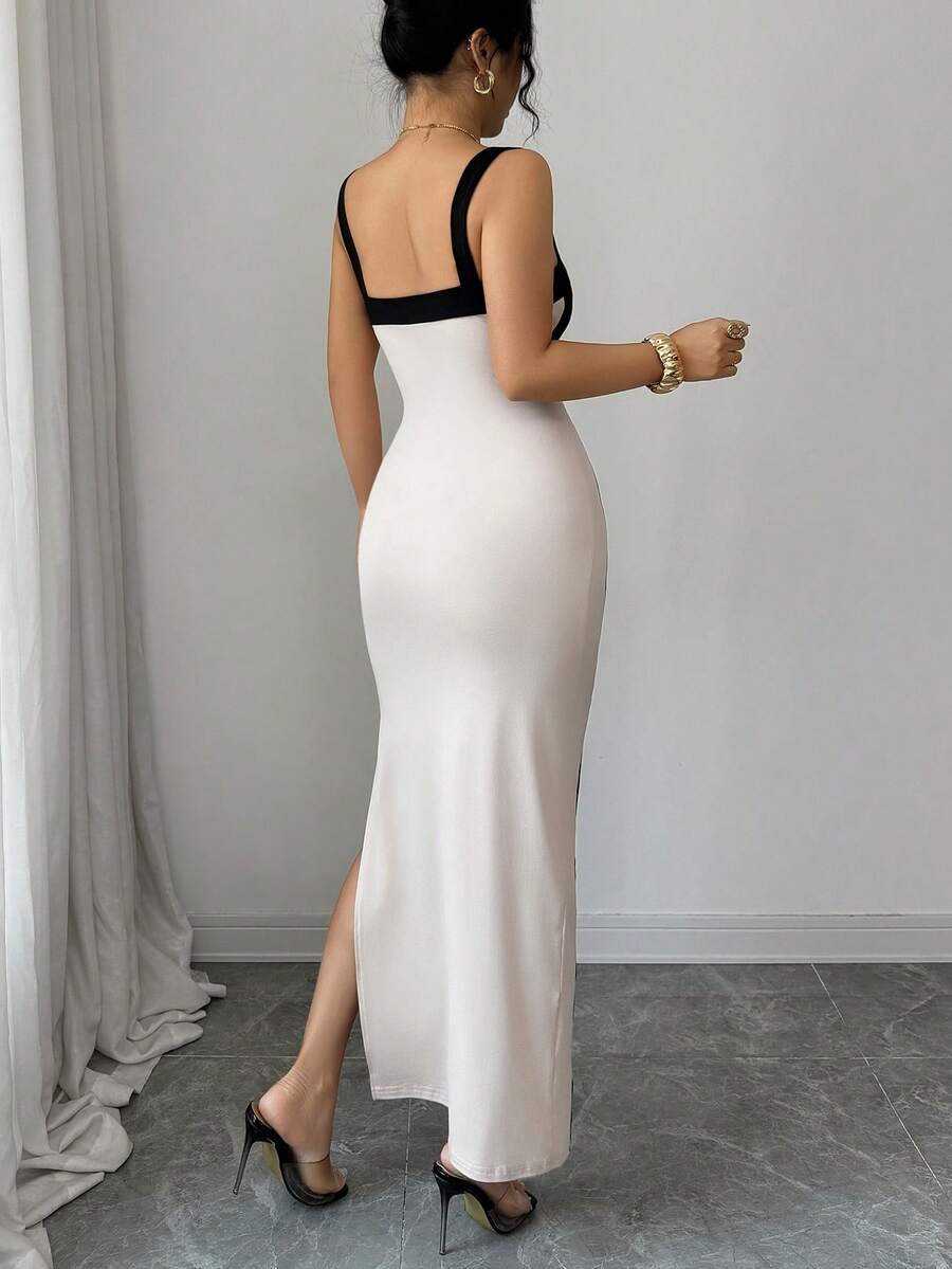 Slim-Fitting Halter-Neck Slit Dress