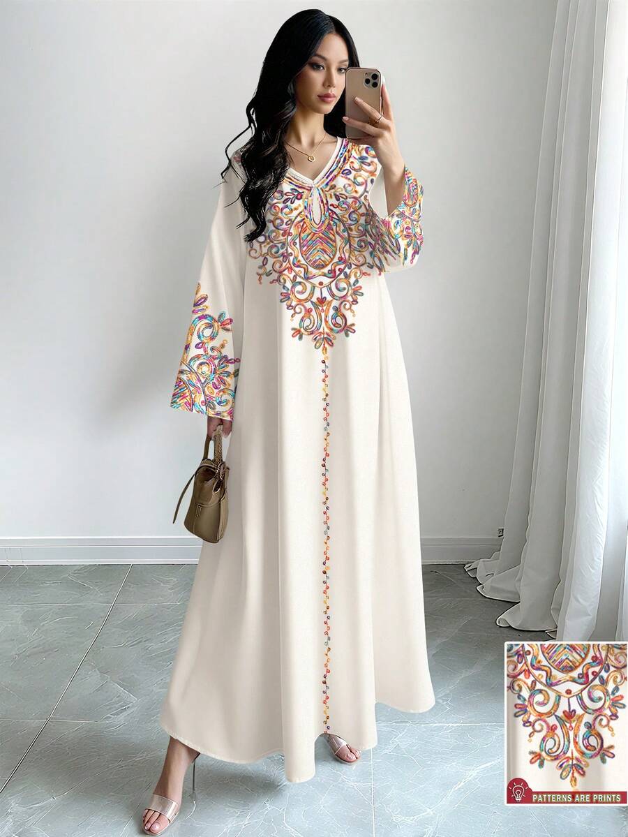 Colorful Elegant Arabic Maxi Dress