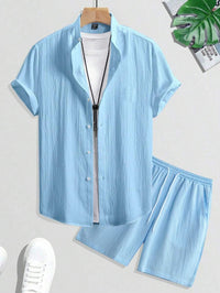 Men's Summer 2 Piece Button Up