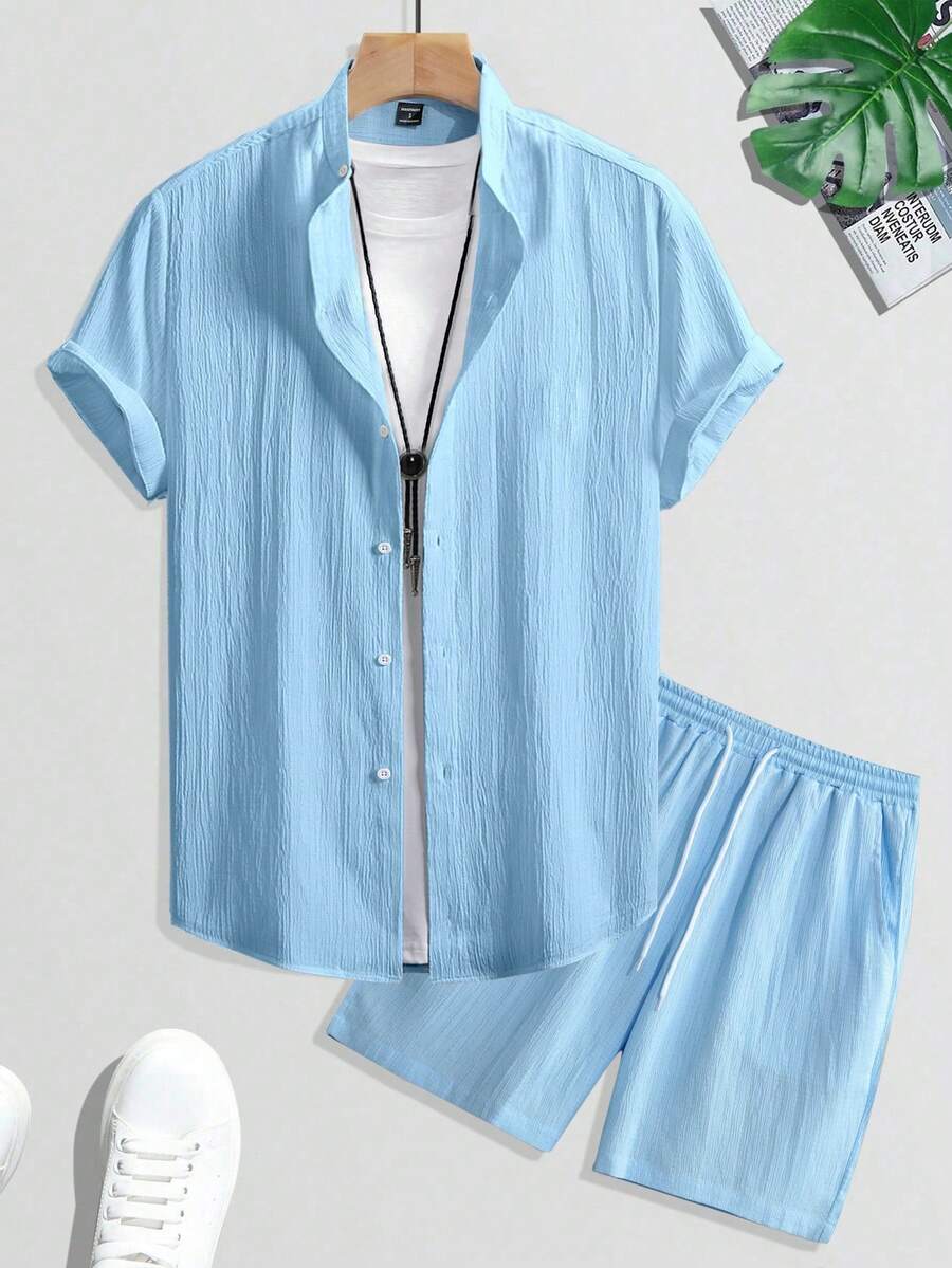 Men's Summer 2 Piece Button Up