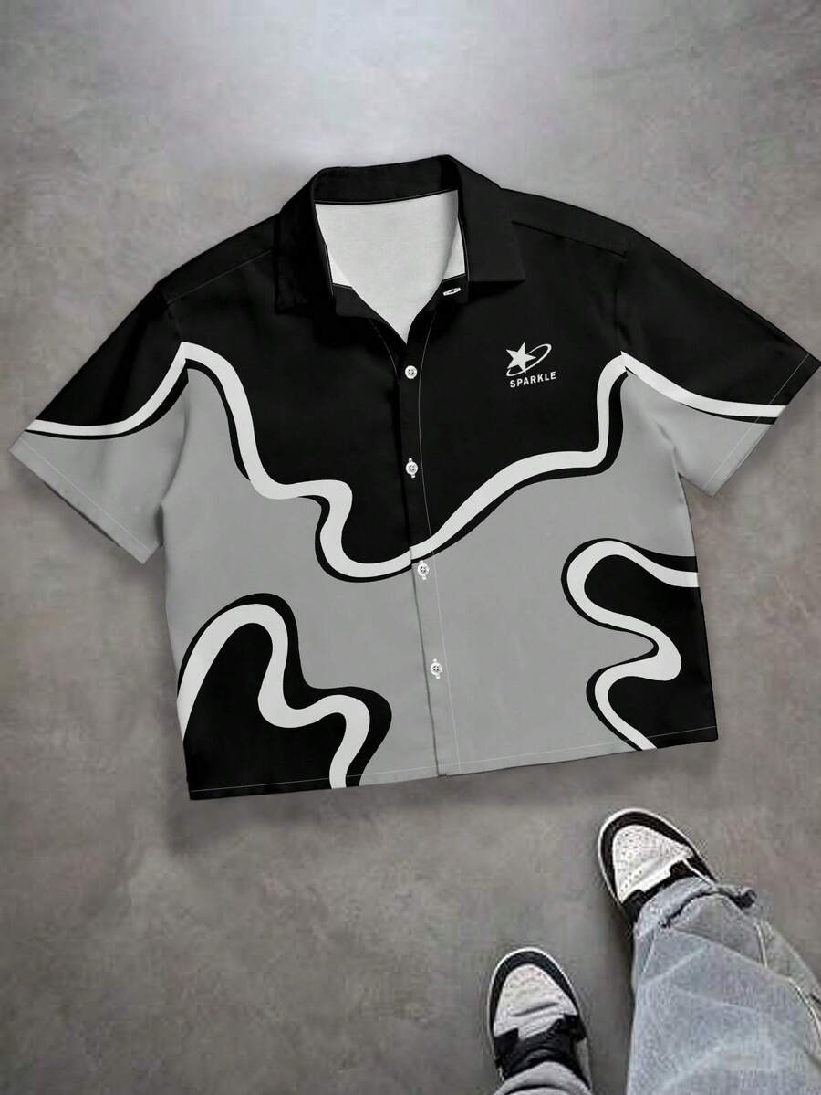 Grey "LA" Button Up T-Shirt