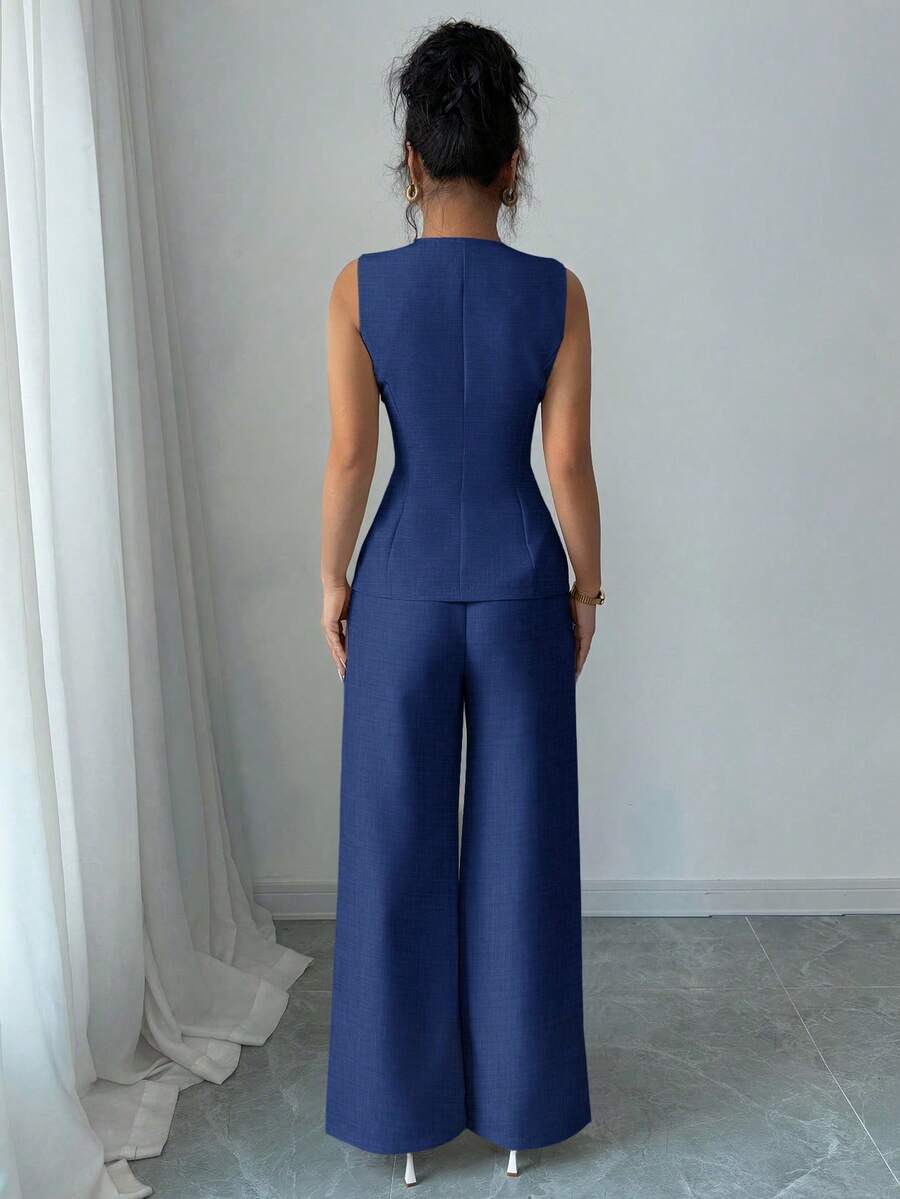 Elegant Floral Button Suit