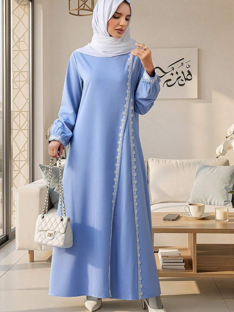 Arabian Long Dress With Round Neck