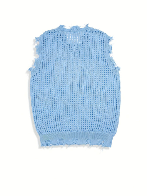 Letter Print Knit V-Neck Vest