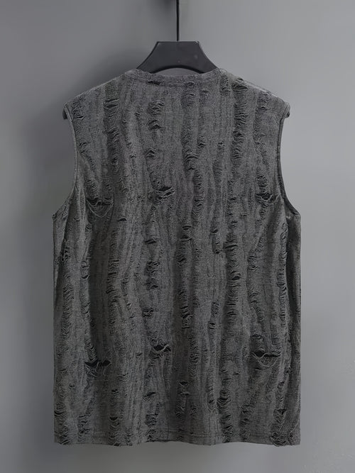 Distressed Jacquard Tank Top
