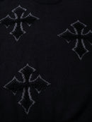 Retro Cross Print Knit Sweater