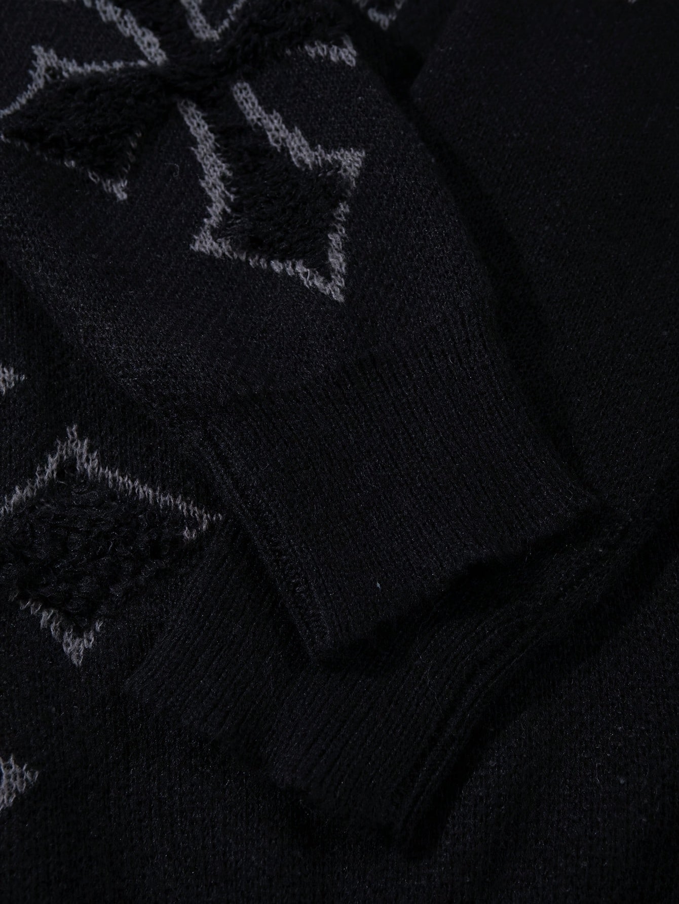 Retro Cross Print Knit Sweater