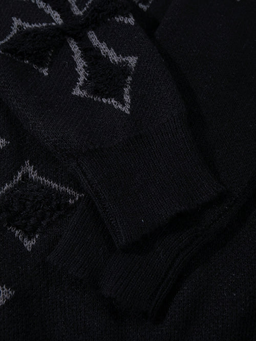 Retro Cross Print Knit Sweater
