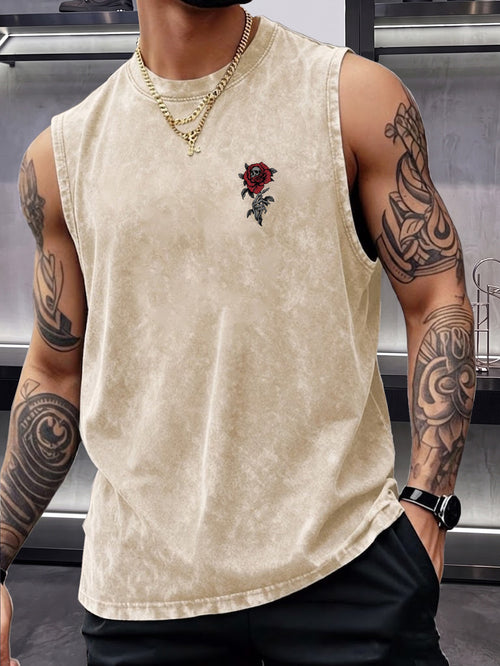 Skull Rose Washed Tank