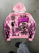 Casual Print Hooded Sweatshirt