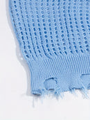 Letter Print Knit V-Neck Vest
