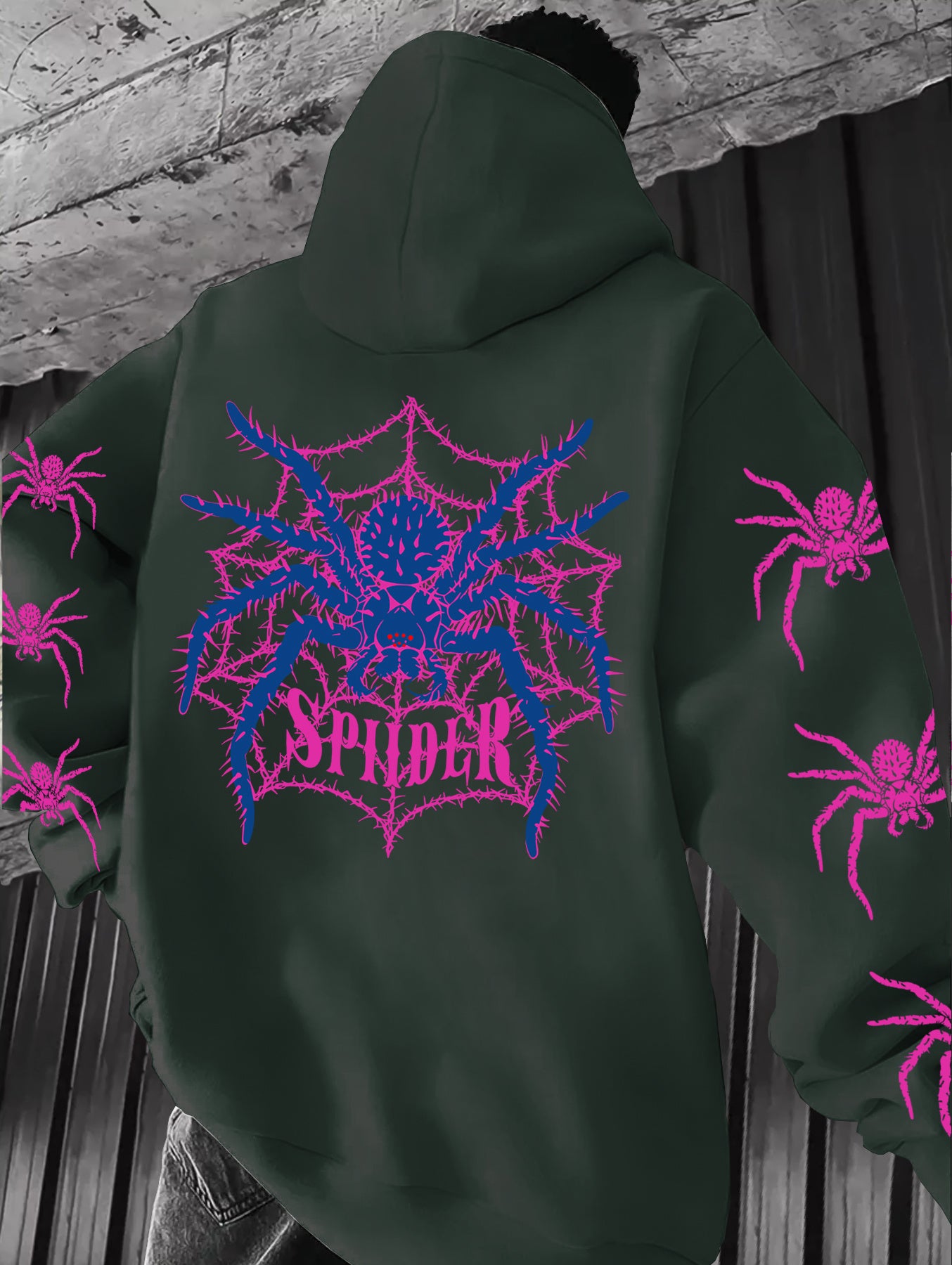Y2K Spider Print Hoodie