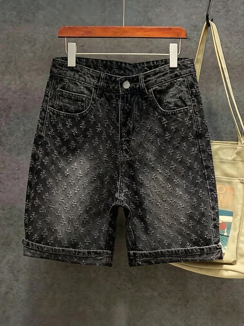 Crochet-Detail Denim Shorts