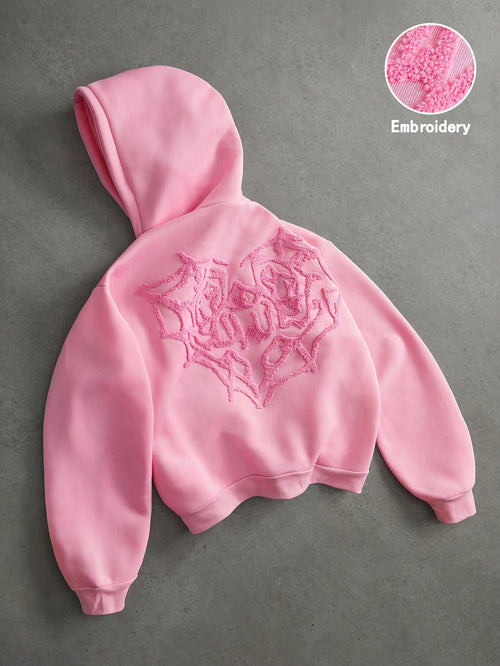 Spiderweb Heart Cropped Hoodie
