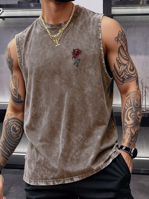 Skull Rose Washed Tank