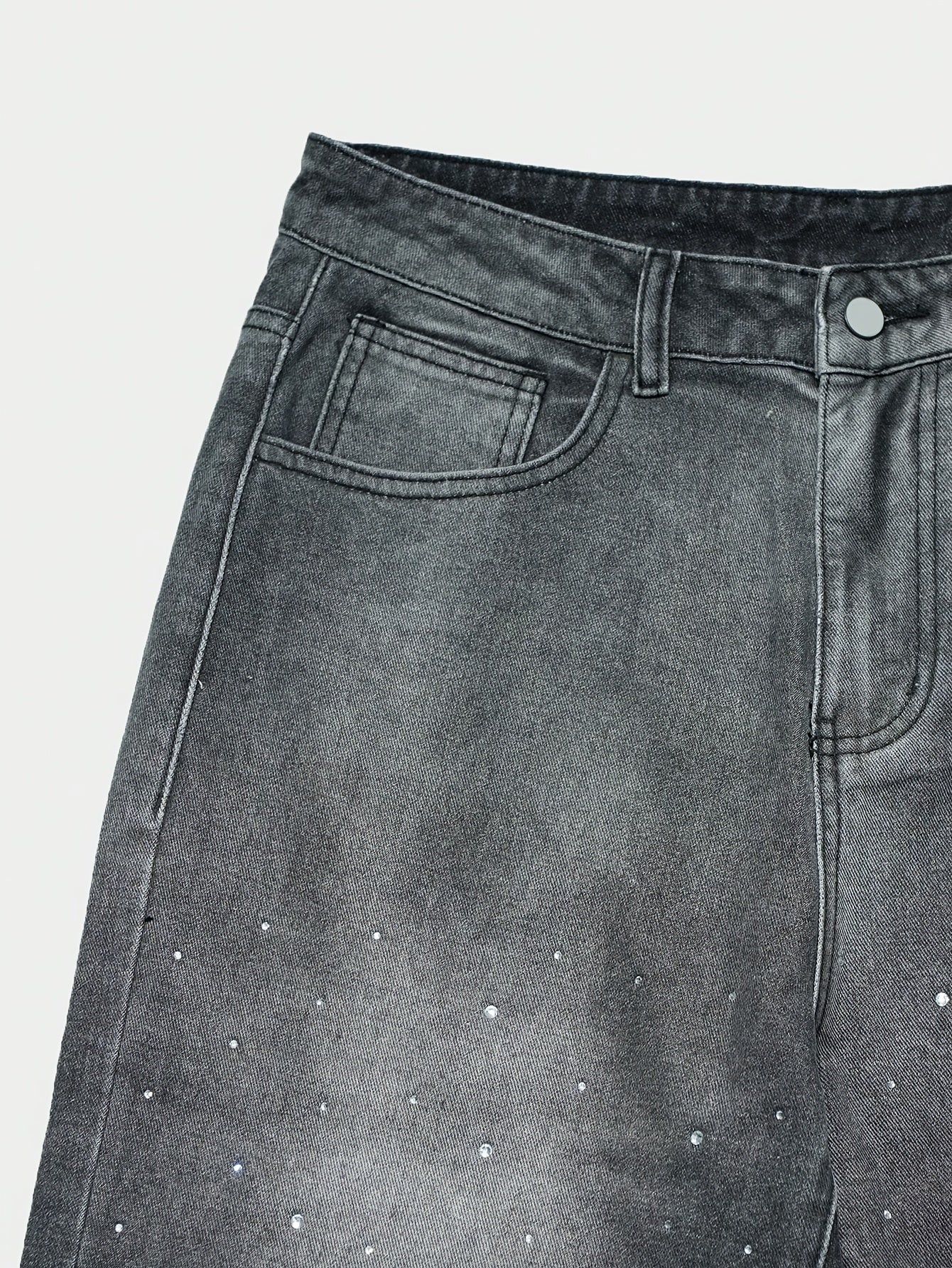 Rhinestone Gradient Wide-Leg Jeans