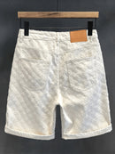 White Jacquard Denim Shorts