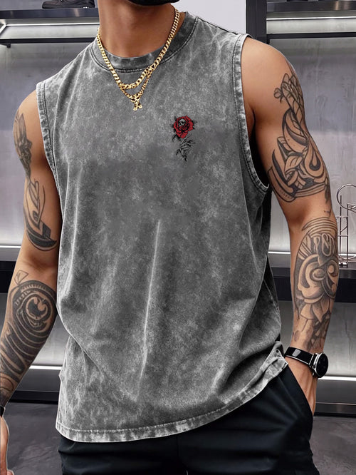 Skull Rose Washed Tank