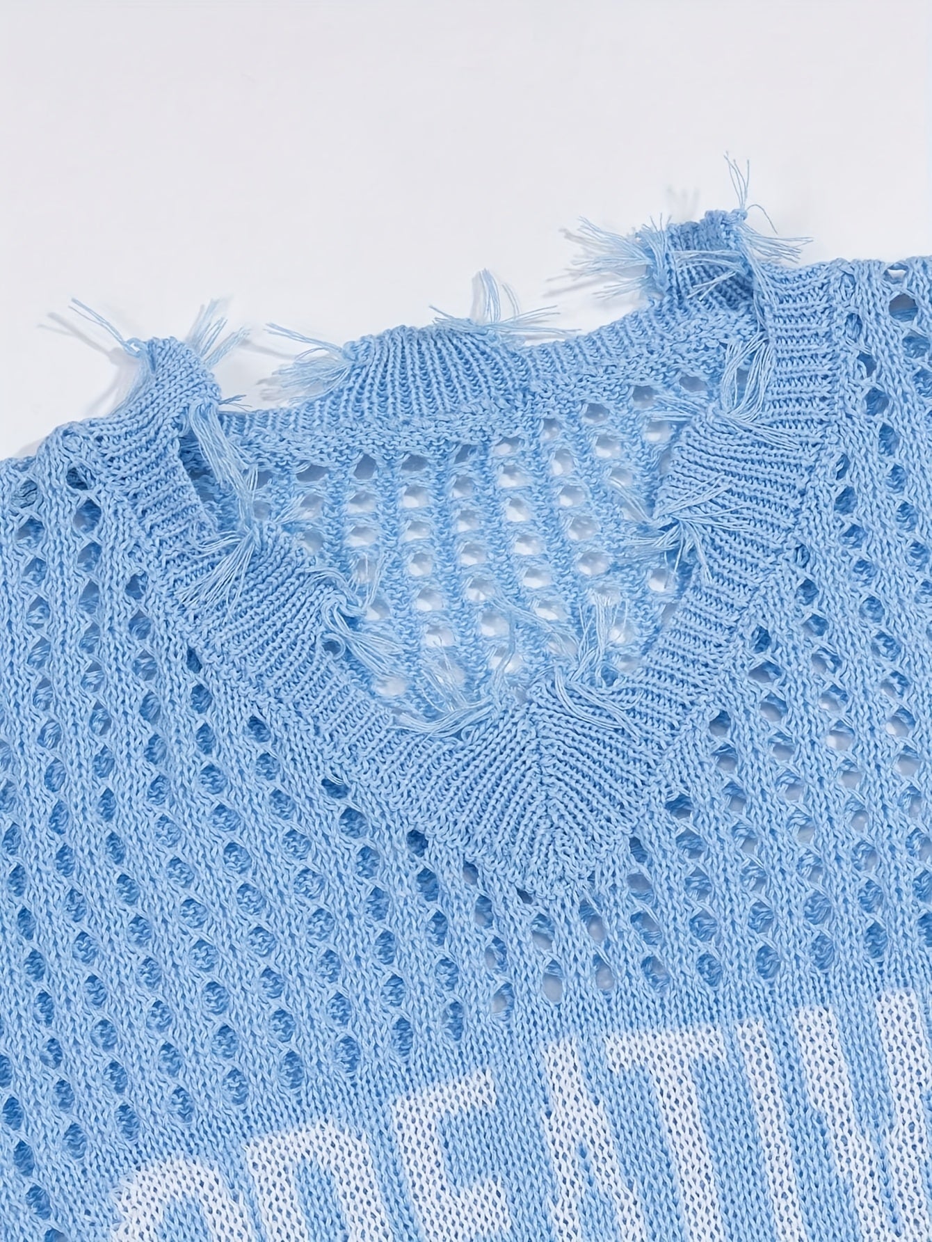 Letter Print Knit V-Neck Vest