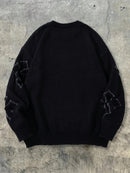 Retro Cross Print Knit Sweater