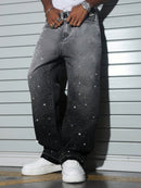Rhinestone Gradient Wide-Leg Jeans