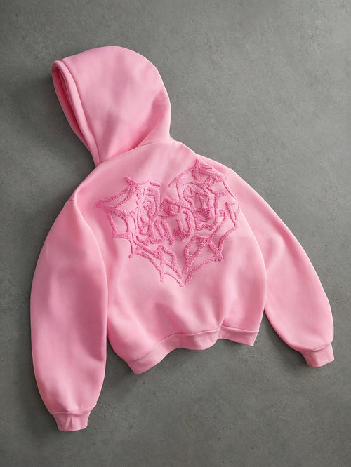 Spiderweb Heart Cropped Hoodie