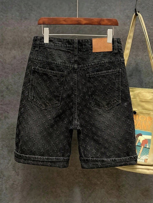 Crochet-Detail Denim Shorts