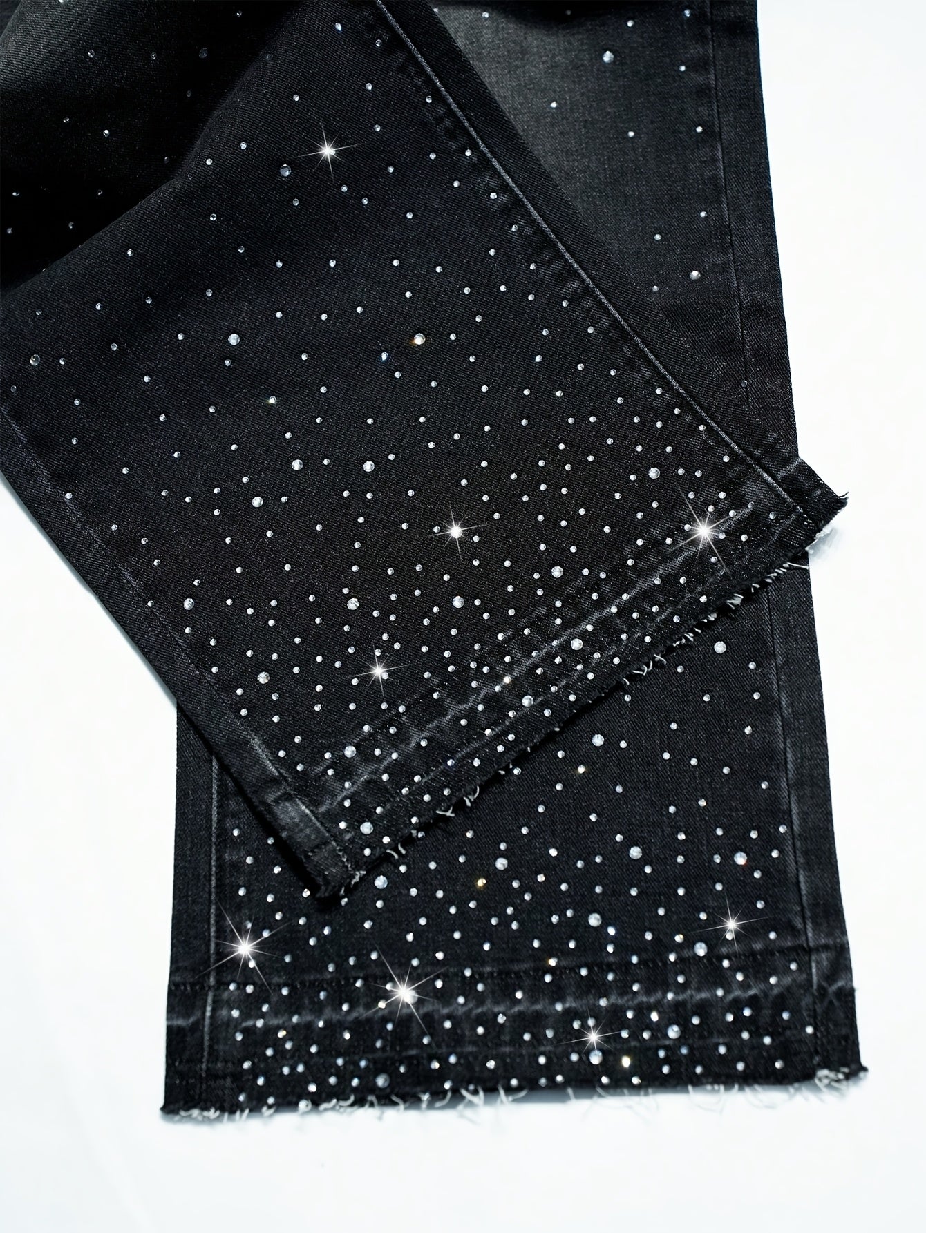 Rhinestone Gradient Wide-Leg Jeans