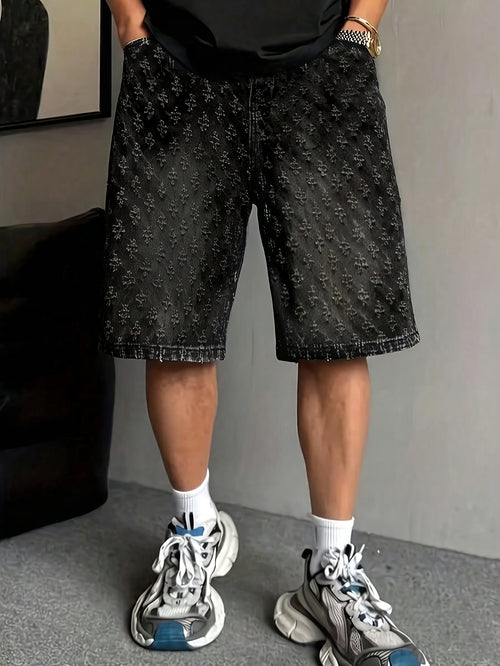 Crochet-Detail Denim Shorts