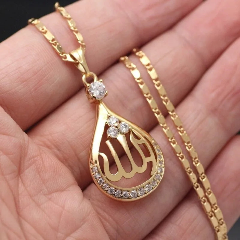 Islamic Drop Shape Pendant Necklace Men and Women