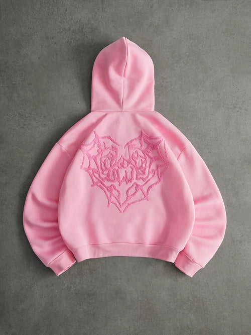 Spiderweb Heart Cropped Hoodie