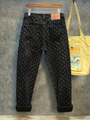 Floral Jacquard Straight-Leg Jeans