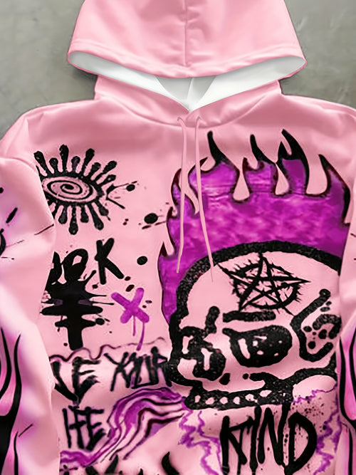 Casual Print Hooded Sweatshirt