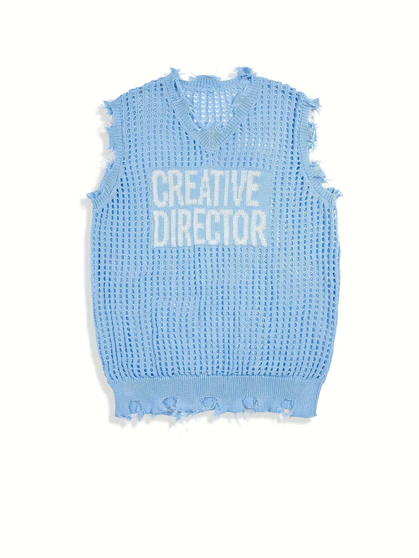 Letter Print Knit V-Neck Vest