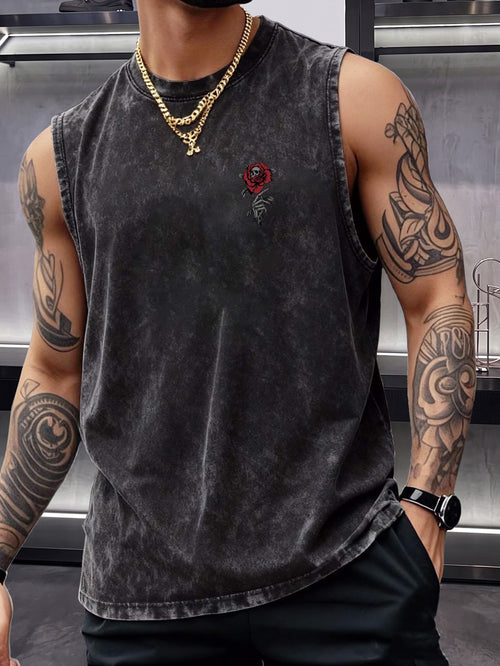 Skull Rose Washed Tank