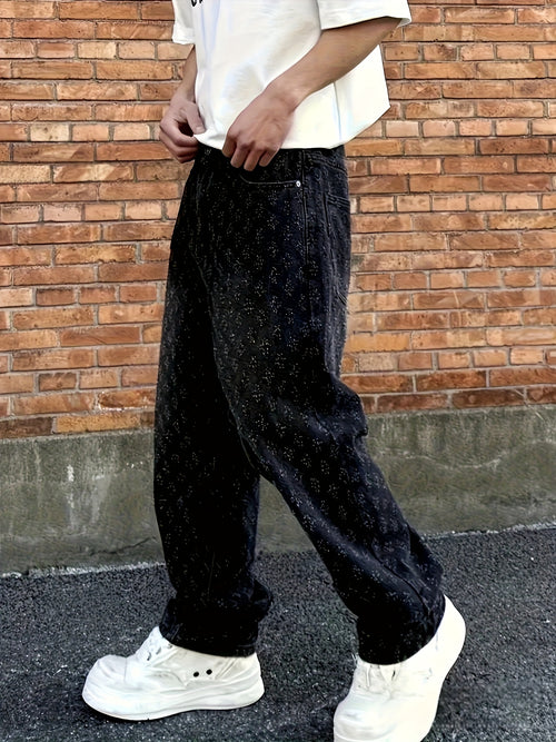 Floral Jacquard Straight-Leg Jeans